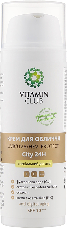 Gesichtscreme UV / UVA / HEV PROTECT City 24H - VitaminClub — Bild N1