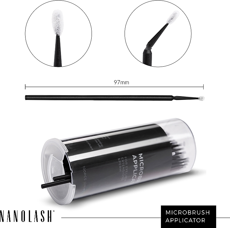 Nanolash Microbrush Applicators - Fusselfreie Wimpernapplikatoren 2,5 mm 100 St. — Bild N4