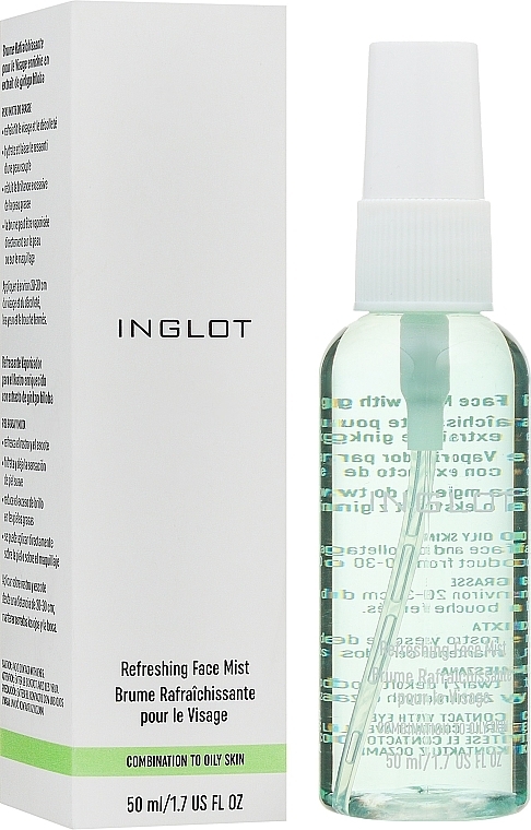 Erfrischendes Spray für Mischhaut und fettige Haut  - Inglot Refreshing Face Mist Combination to Oily Skin — Bild N1