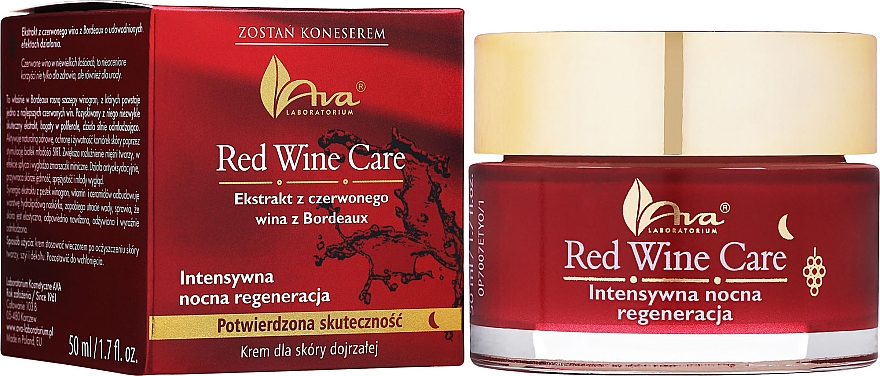 Intensiv regenerierende Nachtcreme mit Rotweinextrakt für reife Gesichtshaut - AVA Laboratorium Red Wine Care Intensive Night Repair Cream — Bild N2
