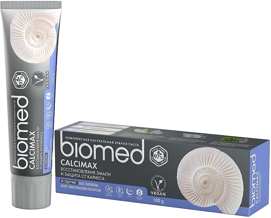 Natürliche und stärkende Zahnpasta mit Calcium und Algenextrakt - Biomed Calcimax — Foto N1