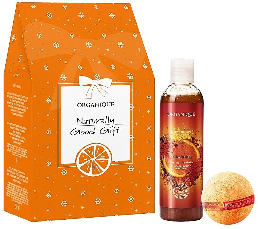 Set - Organique Spicy Therapy Naturally Good Gift (Duschgel/250 ml + Badebombe/70 g) — Bild N1