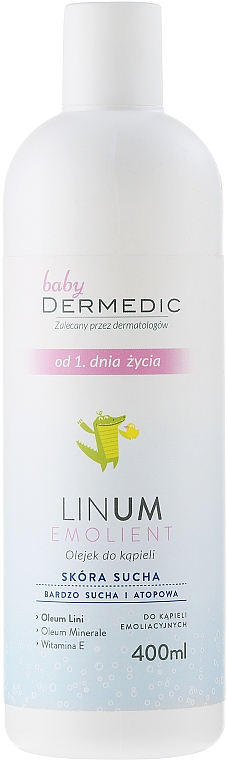Weichmachendes Badeöl für sehr trockene und atopische Kinderhaut - Dermedic Emolient Linum Baby Body Oil