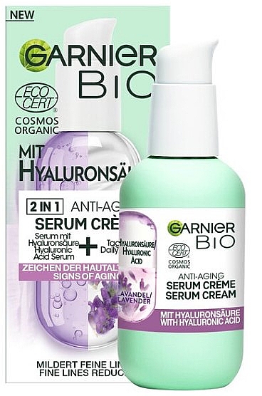 Anti-Aging-Gesichtscremeserum mit Hyaluronsäure - Garnier Bio 2in1 Anti-Age Serum Cream With Hyaluronic Acid — Bild N1