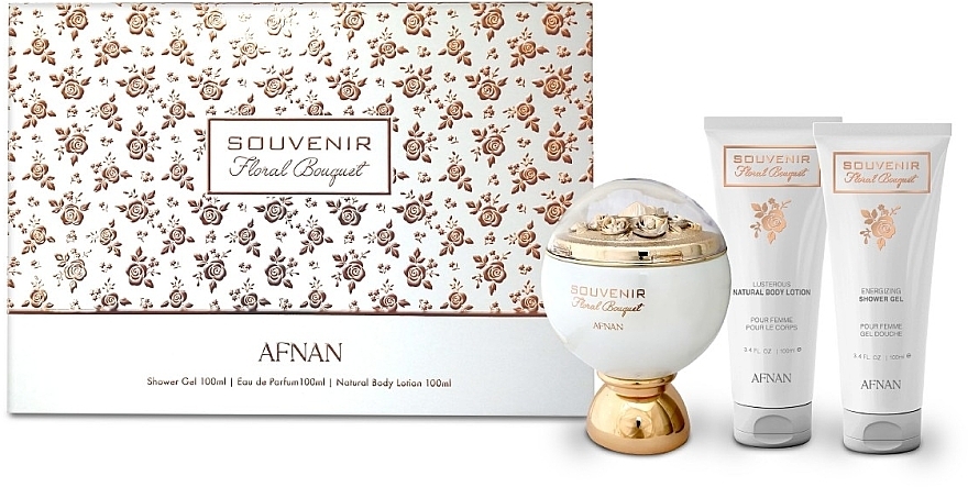 Afnan Perfumes Souvenir Floral Bouquet - Duftset (Eau de Parfum 100ml + Duschgel 100ml + Körperlotion 100ml) — Bild N1