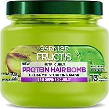 Düfte, Parfümerie und Kosmetik Feuchtigkeitsspendende Maske für lockiges Haar - Garnier Fructis Nutri Curls Protein Hair Bomb Ultra Moisturizing Mask