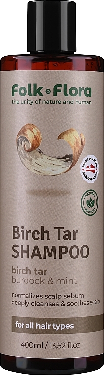 Shampoo mit Birkenteer für alle Haartypen - Folk&Flora Birch Tar Shampoo  — Bild N1