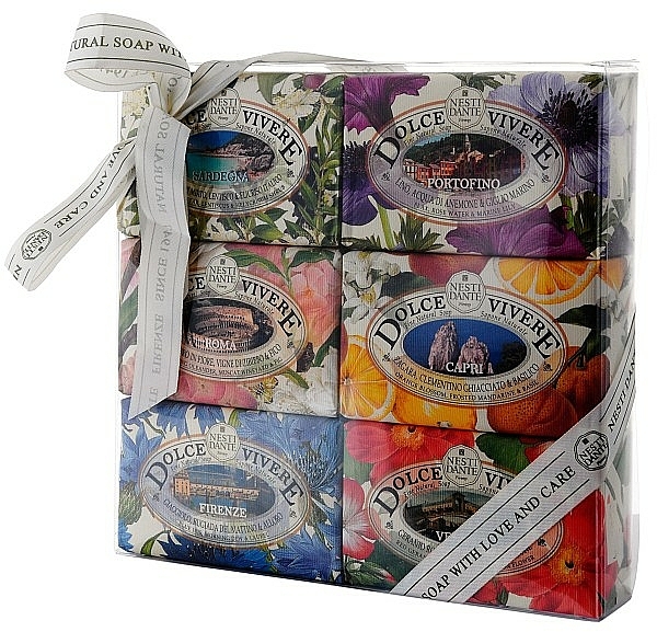 Naturseifen-Geschenkset Dolce Vivere - Nesti Dante Gift Set Natural Soaps Dolce Vivere Collection (6x150g) — Bild N1