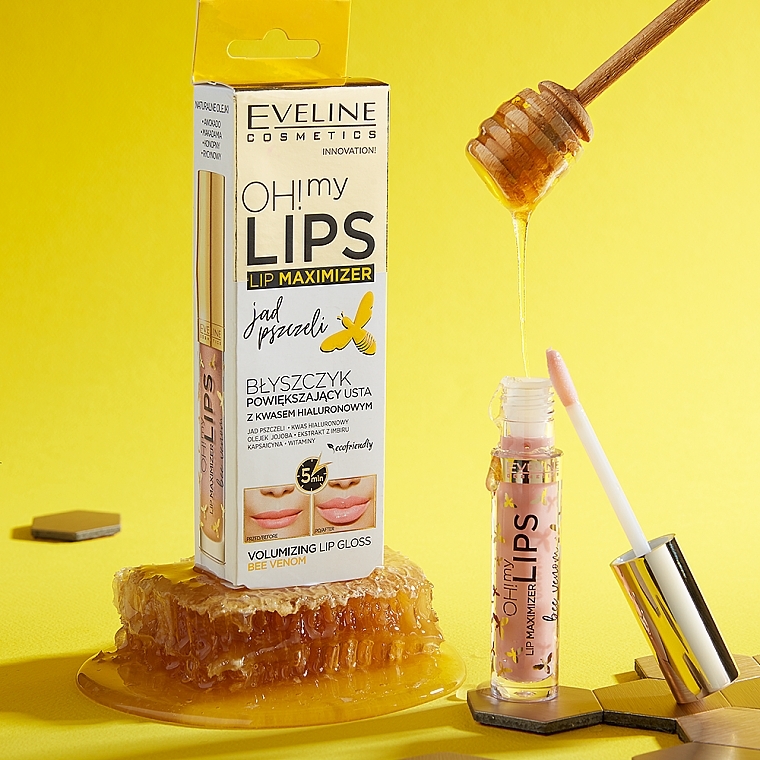 Lipgloss für mehr Volumen mit Bienengift und Hyaluronsäure - Eveline Cosmetics OH! My Lips Lip Maximizer Bee Venom — Bild N4