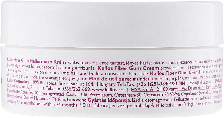 Haargel starke Fixierung - Kallos Cosmetics Fiber Gum Cream  — Bild N2