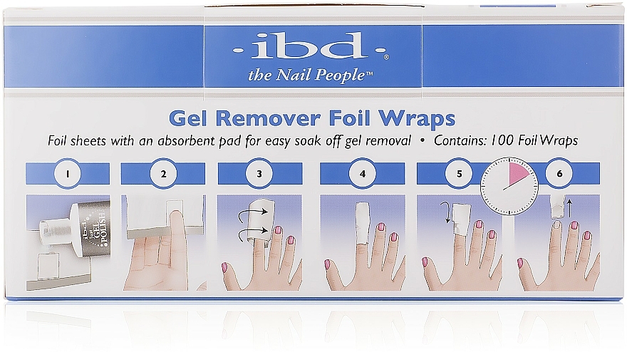 Folien zum Entfernen von Gel Nagellack 100 St. - IBD Just Gel Remover Foil Wraps — Bild N2