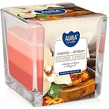 Kerze in einem quadratischen Glas Vanille und Amber - Bispol Aura Vanilla Amber Candles — Bild N1
