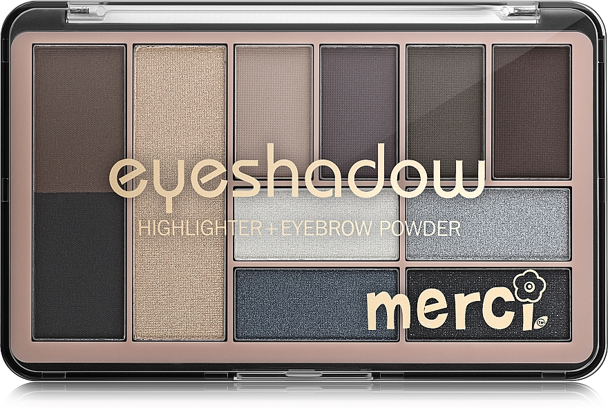 Make-up Palette für Augen und Gesicht - Merci Eyeshadow & Highlighter + Eyebrow Powder — Bild N2