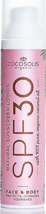 Feuchtigkeitsspendende Sonnenschutzlotion für Gesicht und Körper mit 100% Bio Kokosöl SPF 30 - Cocosolis Natural Sunscreen Lotion SPF30 — Bild N1