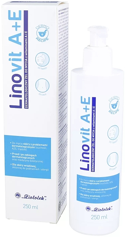 Gel für Körper und Gesicht mit den Vitaminen A und E - Ziololek Linovit Dermatological Washing Gel — Bild N1