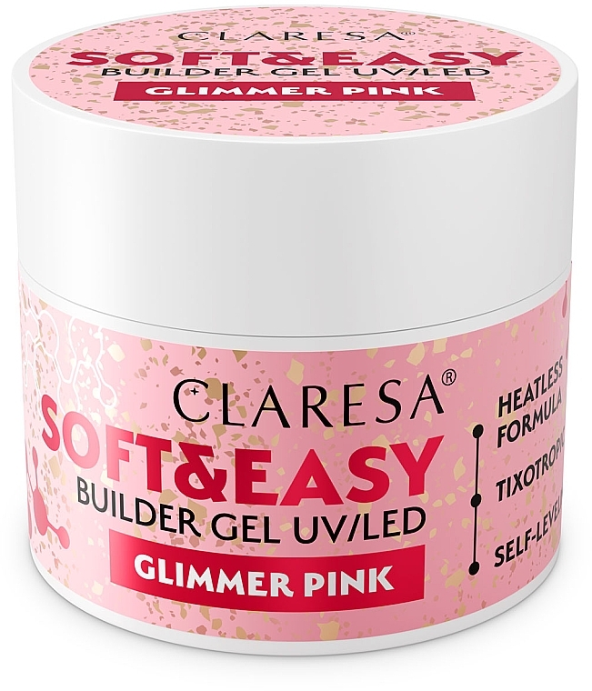 Nagelmodellage-Gel  - Claresa Soft & Easy Builder Gel UV/LED Glimmer Pink  — Bild N1