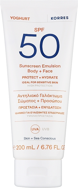 Gesichts- und Körperemulsion - Korres Yoghurt Sunscreen Emulsion Body+Face SPF 50 — Bild N1