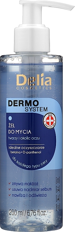 Erfrischendes Gesichtsreinigungsgel mit D-Panthenol - Delia Dermo System Cleansing Gel — Bild N1