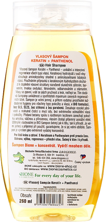 Regenerierendes Haarshampoo mit Keratin und Panthenol - Bione Cosmetics Keratin + Panthenol Hair Shampoo — Bild N2