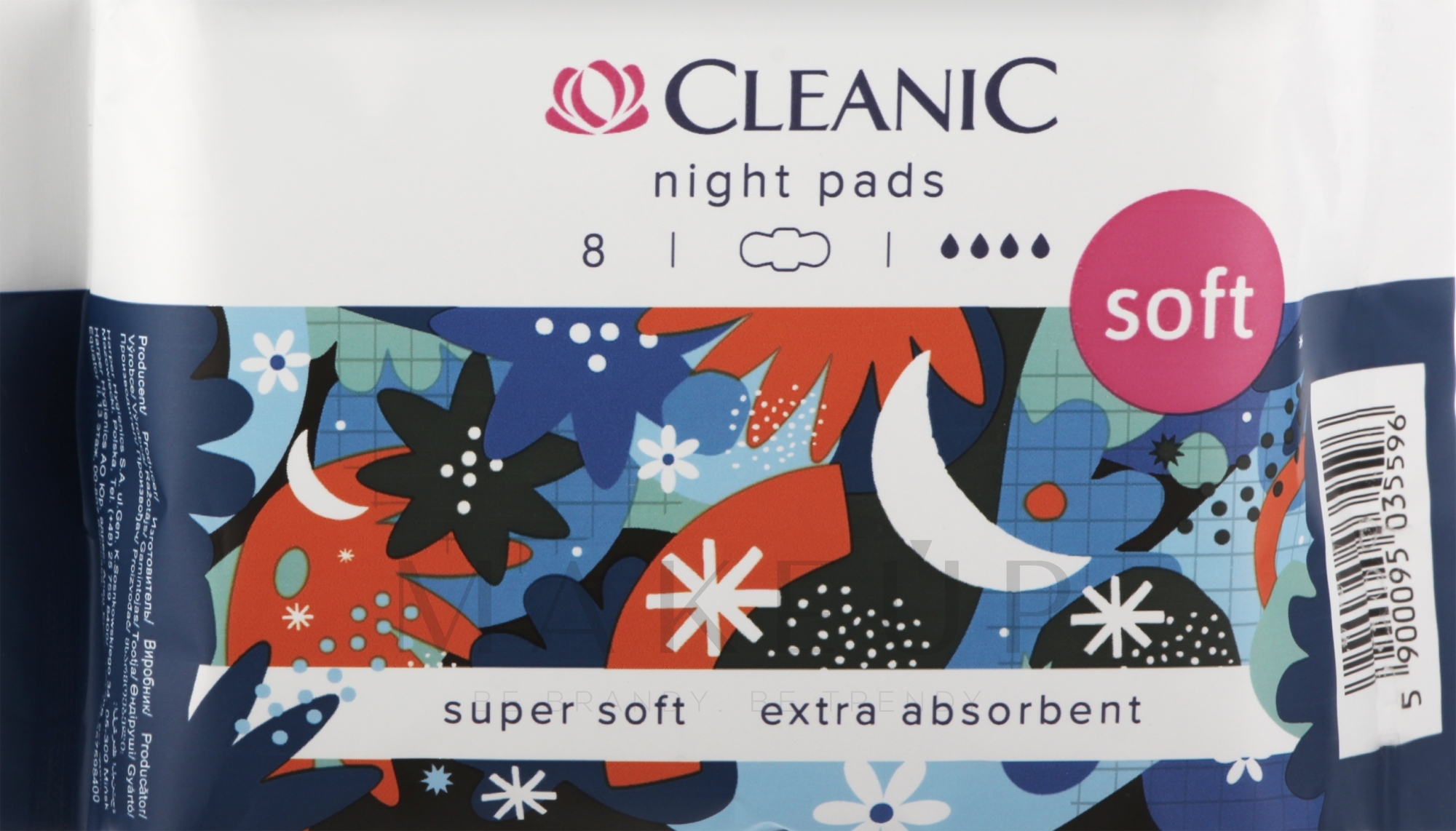 Damenbinden für die Nacht 8 St. - Cleanic Soft Night Pads — Bild 8 St.