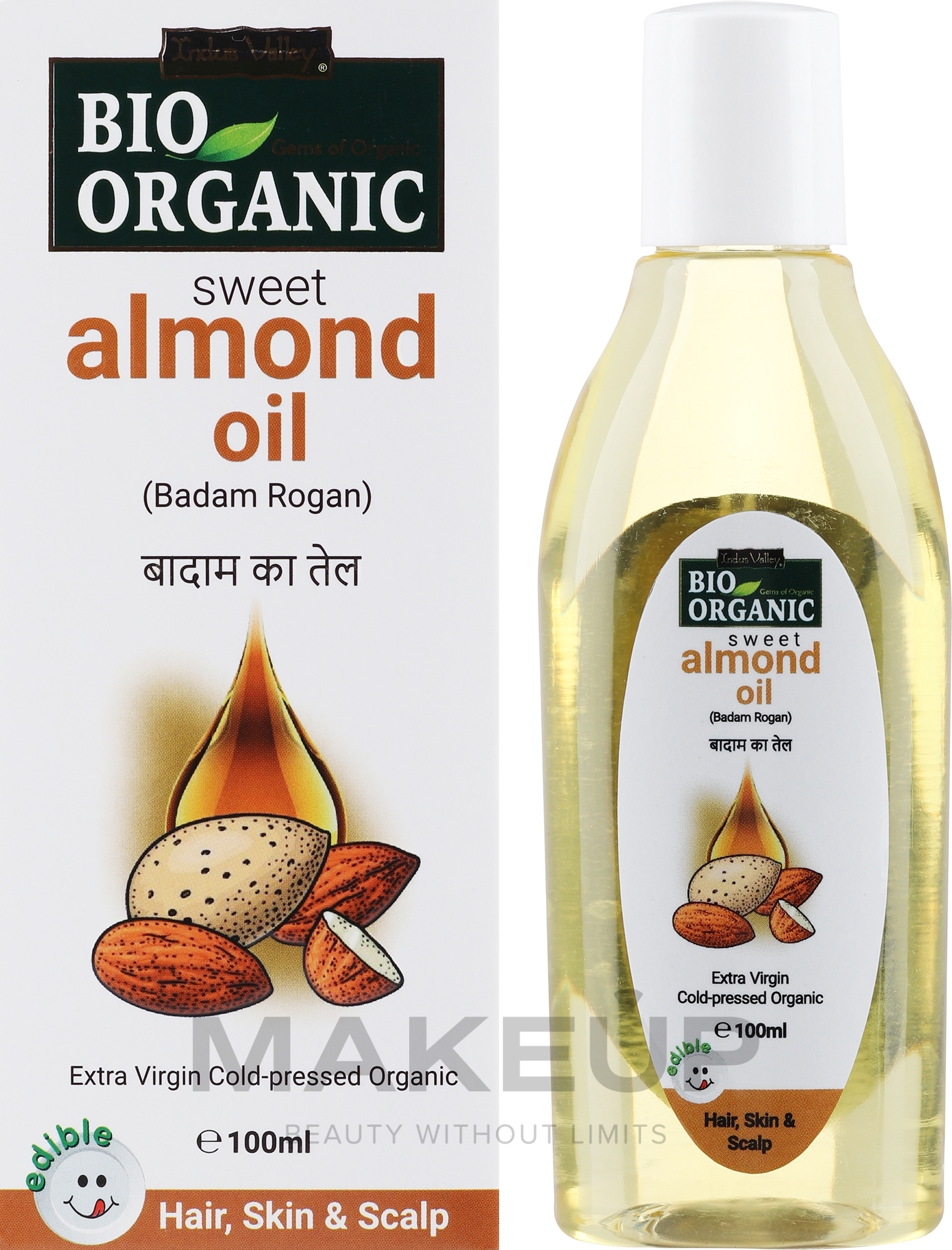 Kaltgepresstes Süßmandelöl - Indus Valley Bio Organic Cold Pressed Sweet Almond Oil — Bild 100 ml