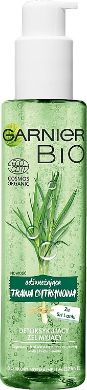 Gesichtsreinigungsgel mit ätherischem Lemongrass-Öl und Bio Kornblumenwasser - Garnier Bio Fresh Lemongrass Detox Gel Wash