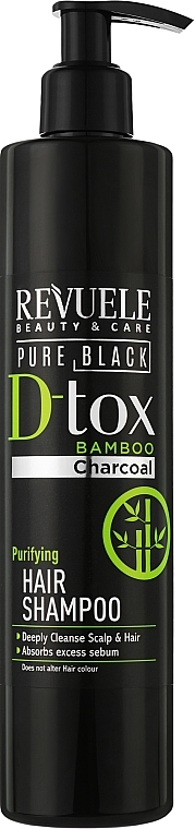 Tiefenreinigendes Shampoo mit Bambus und Aktivkohle - Revuele Pure Black Detox Purifying Shampoo — Bild N1
