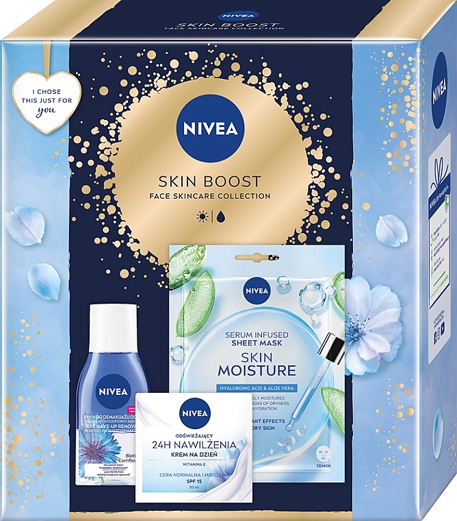 Gesichtspflegeset - NIVEA Skin Boost (Gesichtscreme 50ml + Make-up Entferner 125ml + Gesichtsmaske 1 St.) — Bild N1