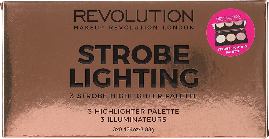 Highlighter-Palette - Makeup Revolution 3 Strobe Highlighter Palette