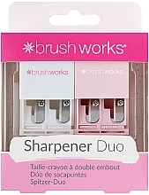 Düfte, Parfümerie und Kosmetik Spitzerset weiß und rosa - Brushworks Cosmetic Pencil Sharpener Duo 