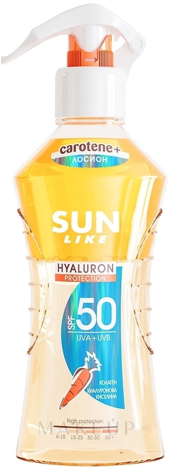 Zwei-Phasen Sonnenschutzlotion mit Hyaluronsäure, Kollagen und Beta-Carotin SPF 50 - Sun Like 2-Phase Sunscreen Hyaluron Protection Lotion — Bild 200 ml