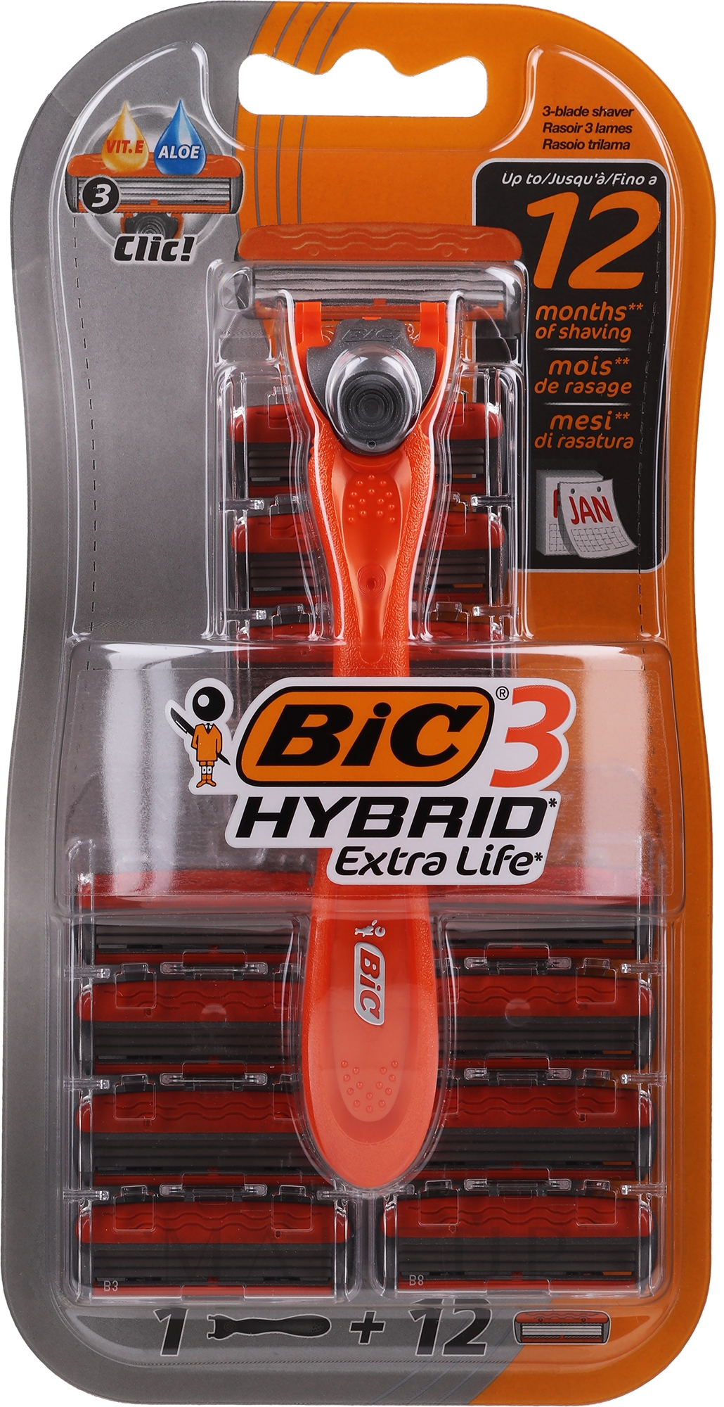 Rasierer mit 12 Ersatzklingen - Bic 3 Hybrid Extra Life — Bild 12 St.