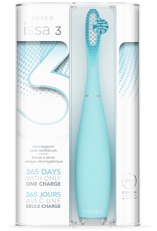 Elektrische Schall-Zahnbürste aus Silikon - Foreo ISSA 3 Ultra-hygienic Silicone Sonic Toothbrush Mint — Bild N1