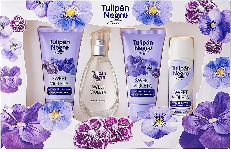 Tulipan Negro Sweet Violeta - Duftset (Eau de Toilette 50ml + Körperlotion 75ml + Duschgel 75ml + Deospray 50ml)  — Bild N4