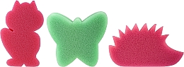 Düfte, Parfümerie und Kosmetik Badeschwamm-Set 3 St. Rotfuchs + grüner Schmetterling + roter Igel - Ewimark