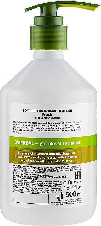 Sanftes Gel für die Intimhygiene - O'Herbal Soft Gel For Intimate — Bild N2