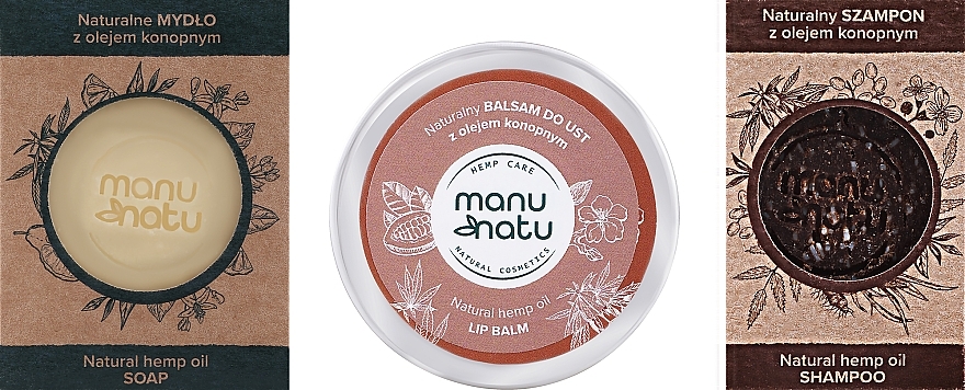 Körperpflegeset - Manu Natu (Shampoo 90g + Seife 100g + Lippenbalsam 30ml) — Bild N2