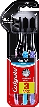 Zahnbürsten Ultra Soft rosa, blau, lila - Colgate Slim Soft Charcoal Ultra Soft — Bild N1