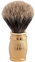 Rasierpinsel - Plisson Godroon Gold Finish & European Grey Shaving Brush — Bild N1