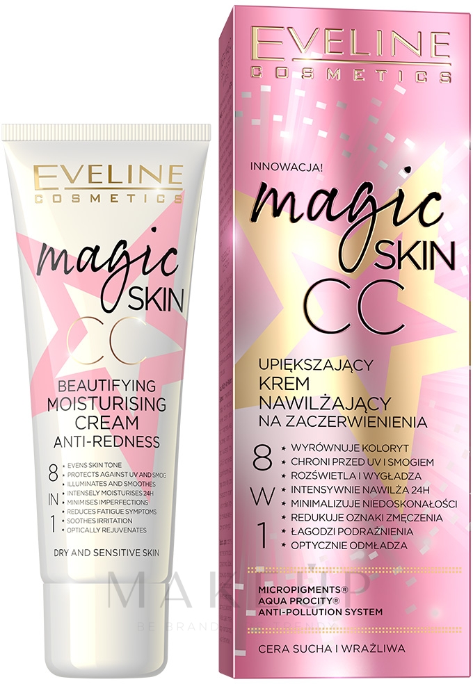 8in1 CC Creme gegen Hautrötungen mit Schutz vor Umwelteinflüssen - Eveline Cosmetics Magic Skin CC Moisturising Cream Anti-Redness — Bild 50 ml