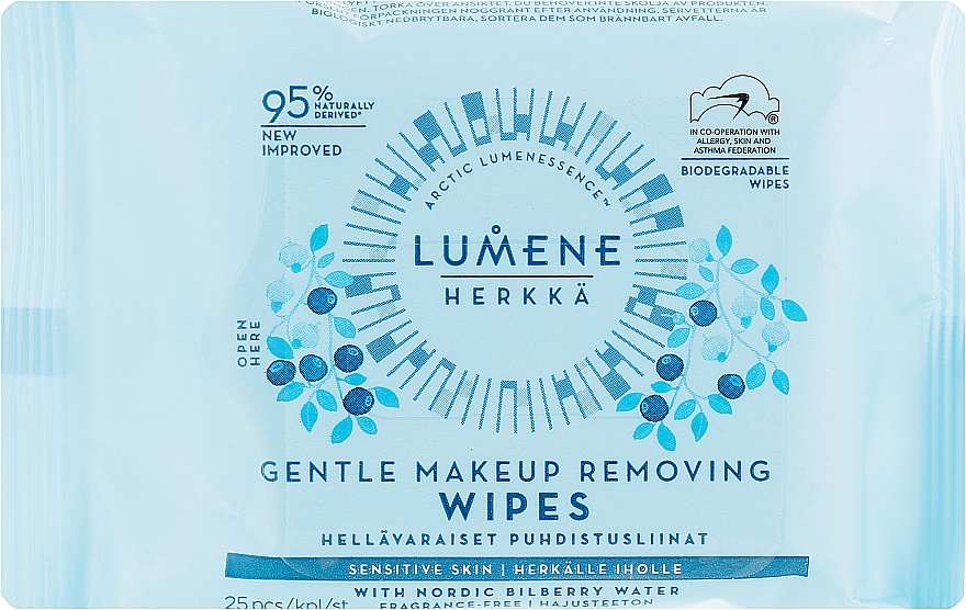 3in1 Make-up-Entfernungstücher - Lumene Herkka Gentle Makeup Removing Wipes — Bild N1