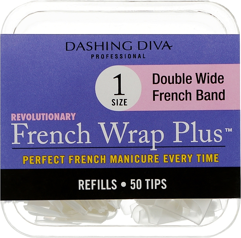 Nageltips French Wrap - Dashing Diva French Wrap Plus Double Wide White 50 Tips Size 1 — Bild N1