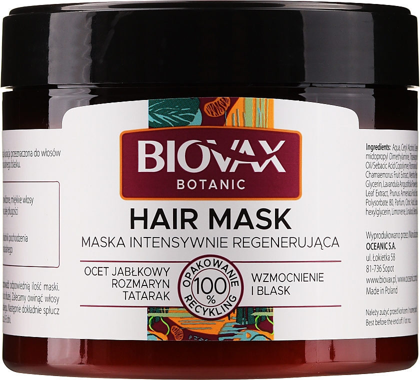 Regenerierende Haarmaske mit Apfelessig - Biovax Botanic Hair Mask — Bild N1