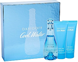 Düfte, Parfümerie und Kosmetik Davidoff Cool Water Woman - Duftset (Eau de Toilette 100ml + Körperlotion 75ml + Duschgel 75ml)