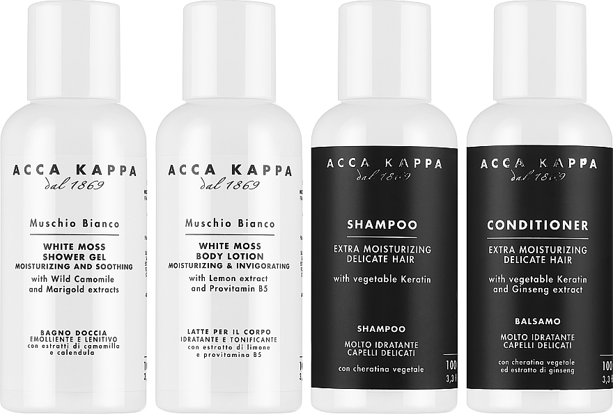 Set - Acca Kappa White Moss Travel Set (sh/gel/100ml + shm/100ml + b/lot/100ml + cond/100ml + bag) — Bild N2