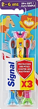 Düfte, Parfümerie und Kosmetik Kinder-Zahnbürsten gelb, rosa, blau 3 St. - Signal Kids Tripack