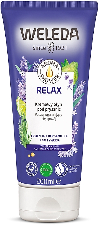 Duschgel-Creme mit Lavendel, Bergamotte und Vetiver - Weleda Aroma Relax Comforting Creamy Body Wash — Bild N1