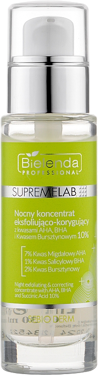 Gesichtsserum - Bielenda Professional Supremelab Night Exfoliating & Correcting Concentrate AHA BHA And Succinic Acid 10% — Bild N1