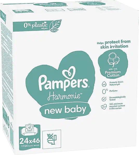 Feuchttücher für Babys 24x46 St. - Pampers New Baby Harmonie Body Wipes — Bild N2