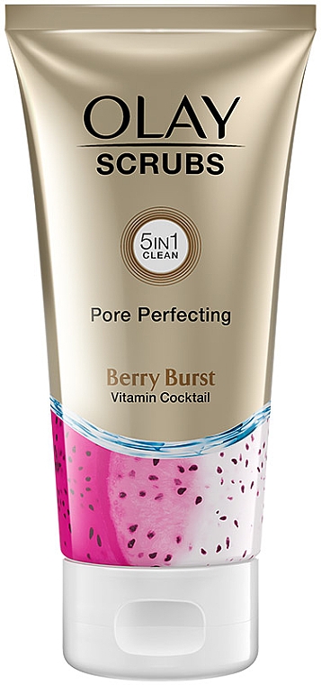 5in1 Porenreinigendes Gesichtspeeling mit Erdbeerextrakt, Vitaminen B3, E und B5 - Olay Scrubs Pore Perfecting Berry Burst — Bild N1